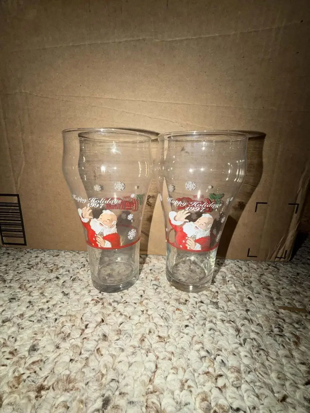 Coca-Cola 1997 Happy Holidays Santa Drinking Glasses Set of 2